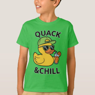 Lustige Ente Quack & Chill – Gelbe Ente mit Sungla T-Shirt