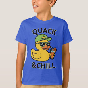 Lustige Ente Quack & Chill – Gelbe Ente mit Sungla T-Shirt