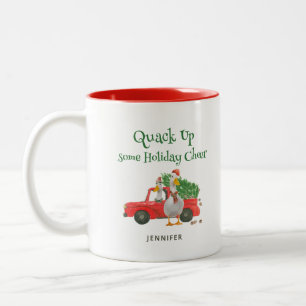 Lustige Ente Quackt Einiges An Weihnachtsstimmung Zweifarbige Tasse