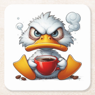 Lustige Ente und Kaffee Rechteckiger Pappuntersetzer