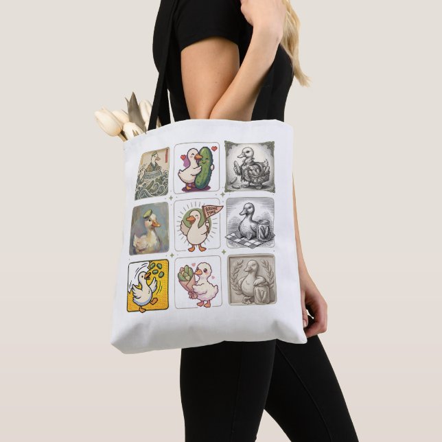 Lustige Enten-Illustrationsraster-Kunst Tasche (Von Nahem)