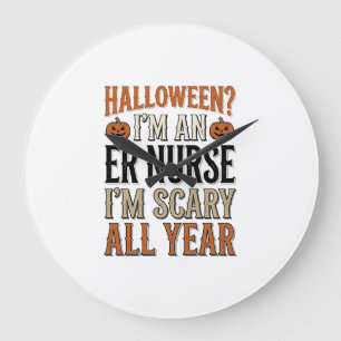 Lustige ER-Krankenschwester Halloween Gruseliges G Große Wanduhr