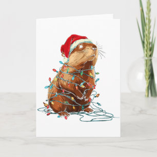 Lustige Erdhörnchen-Weihnachtsgrafik Tierlichter L Karte