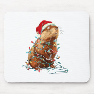 Lustige Erdhörnchen-Weihnachtsgrafik Tierlichter L Mousepad