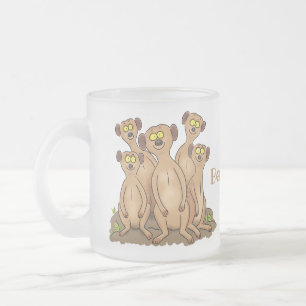 Lustige Erdmännchen-Familie Cartoon-Illustration Mattglastasse