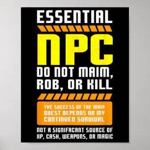 Lustige essentielle Npc-Spieler und Gaming-Non-Pla Poster
