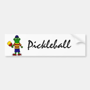 Lustige Essiggurke, die Pickleball Paddel und Ball Autoaufkleber