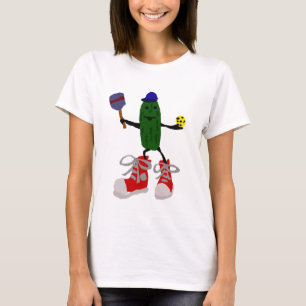 Lustige Essiggurke, die Pickleball und Paddel häl T-Shirt