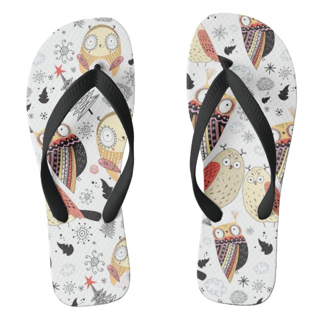Lustige Eule der Beschaffenheit Flip Flops (Fußbett)