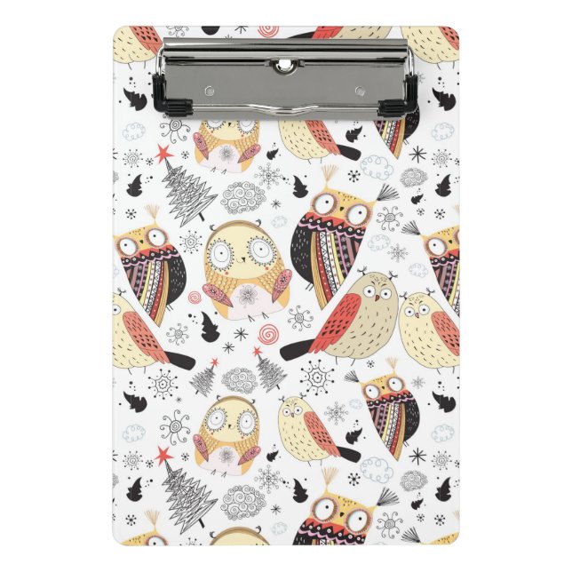 Lustige Eule der Beschaffenheit Mini Klemmbrett (Vorderseite)