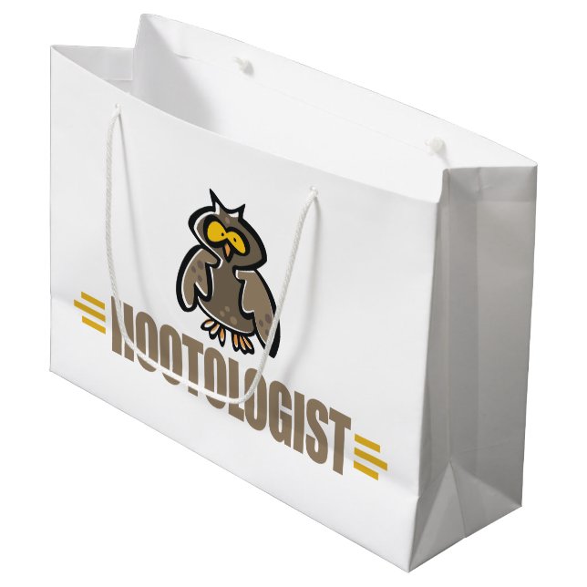 Lustige Eule Große Geschenktüte (Vorderseite Schrägansicht)