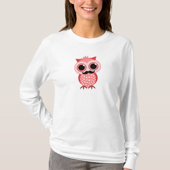 lustige Eule mit dem Schnurrbart T-Shirt (Vorderseite)
