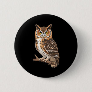 Lustige Eule realistische Vogelillustration sitzen Button