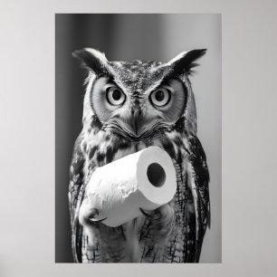 Lustige Eule Toilettenpapier Badezimmer Druck, Sku Poster