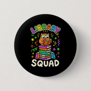 Lustige Eulen-Bibliotheksgruppe lesender Buchliebh Button