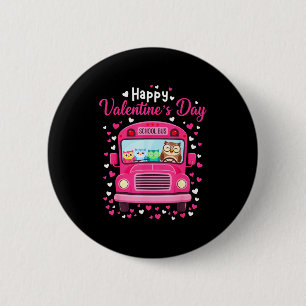 Lustige Eulen Schulbusfahrer Frohen ValentinstagF Button