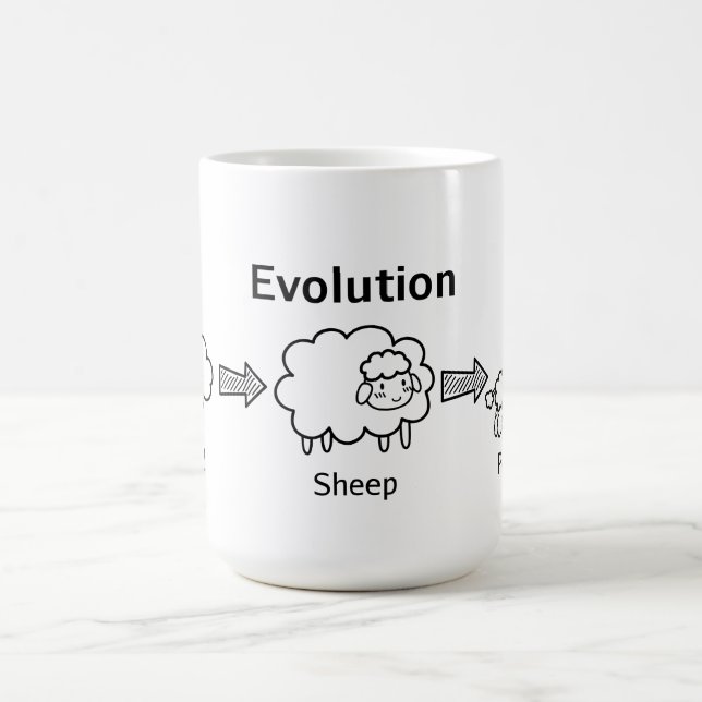 Lustige Evolution der Wolke in Schafe und in Pudel Kaffeetasse (Mittel)