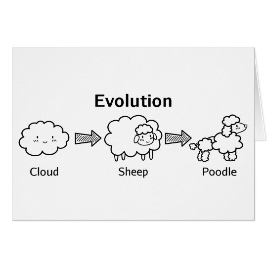 Lustige Evolution der Wolke in Schafe und in Pudel Karte