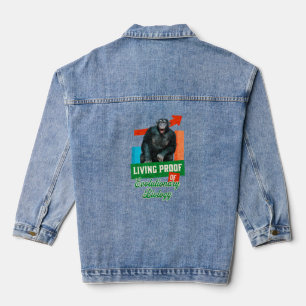Lustige Evolutionsbiologie Schimpansen Humor Jeansjacke