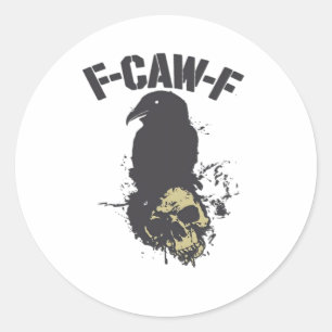 Lustige F-Caw-F Krähe Vintage Humor Essential Crea Runder Aufkleber