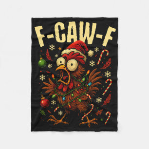 Lustige F-caw-f Weihnachts-Huhn Xmas Lichter Santa Fleecedecke
