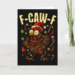 Lustige F-caw-f Weihnachts-Huhn Xmas Lichter Santa Karte