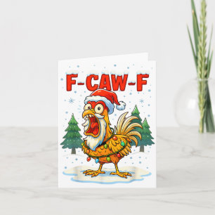 Lustige F-caw-f Weihnachts-Huhn Xmas Lichter Santa Karte