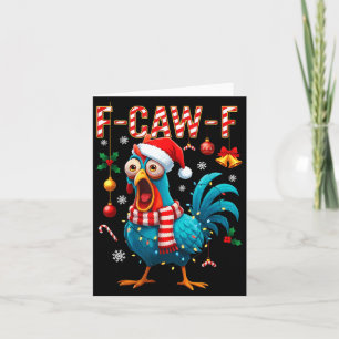 Lustige F-caw-f Weihnachts-Huhn Xmas Lichter Santa Karte