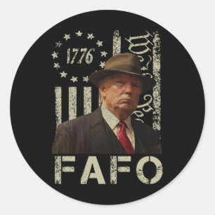 Lustige Fafo Trump Foto USA-Flagge Retro abgenutzt Runder Aufkleber