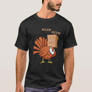 Lustige Fake-Katzen-Miau-Erntedankfest-Putenkatze T-Shirt