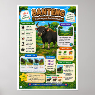 Lustige Fakten über Banteng für Kinder Poster