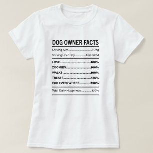 Lustige Fakten über Hundebesitzer Ernährungslabel T-Shirt