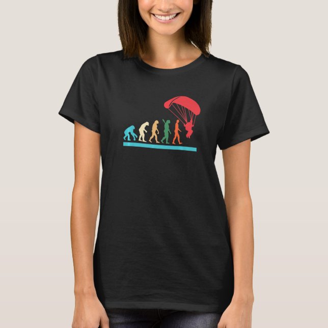 Lustige Fallschirmsprung-Evolution T-Shirt (Vorderseite)