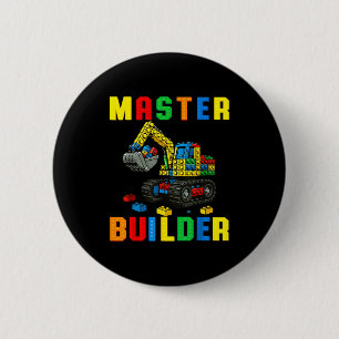 Lustige Familie Meister Erbauer Bausteine Blöcke Button