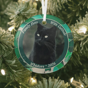 Lustige Familie Personalisiertes Katzenfoto Ornament Aus Glas