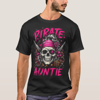 Lustige Familie Totenkopf Pirat Tante Jolly Roger T-Shirt