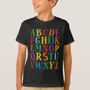Lustige Farb-Buchstaben Alphabet Lernen Abcs Kinde T-Shirt