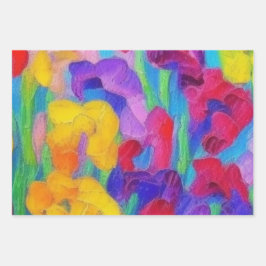 lustige, farbenfrohe Aquarellmuster Geschenkpapier Set