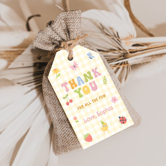 Lustige farbenfrohe Gingham Mädchen Geburtstags-Ge Geschenkanhänger