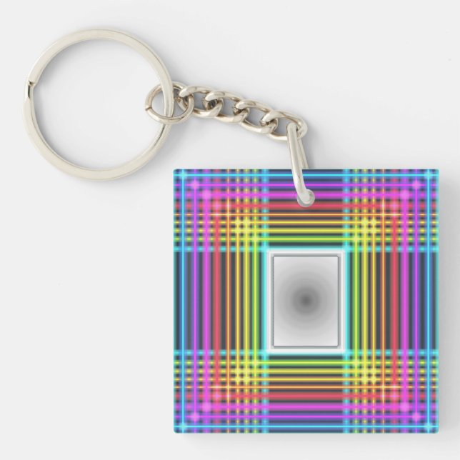 lustige, farbenfrohe Neonleuchten auf Acrylglas-Sc Schlüsselanhänger (Vorderseite)
