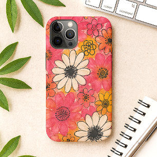 Lustige farbenfrohe zarte Wasserfarben Blumen Case-Mate iPhone Hülle
