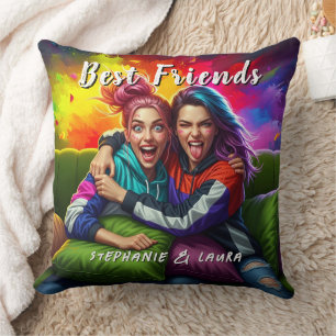 Lustige Farbige Beste Freunde Kissen