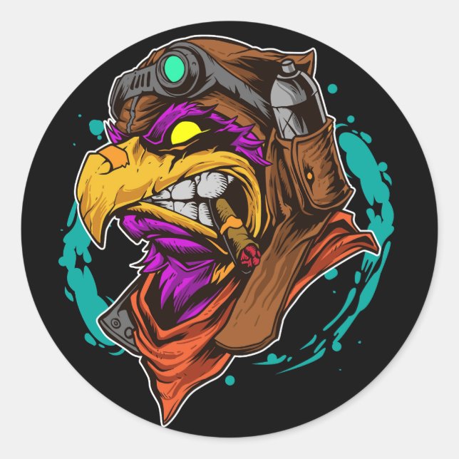 lustige, farbige Eidechse mit Sonnenbrille, Graffi Runder Aufkleber (Vorderseite)