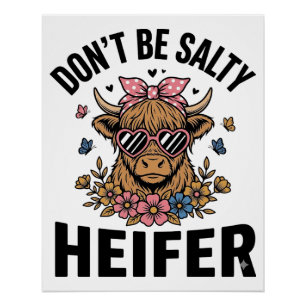 Lustige Färse Kuh Floral Schmetterling Vintage Des Poster