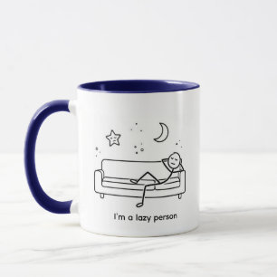 Lustige faule Person Stickman Couch Entspannung Ta Tasse