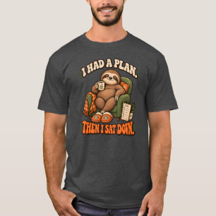 Lustige Fauler Faultier Kaffee Illustration T-Shirt