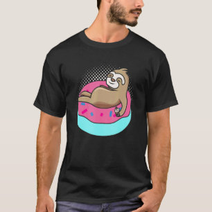 Lustige Faultier Auf Donut Mit Tasse Dampfend Heiß T-Shirt