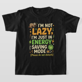 Lustige Faultier Energie Sparmodus Typografie Desi T-Shirt