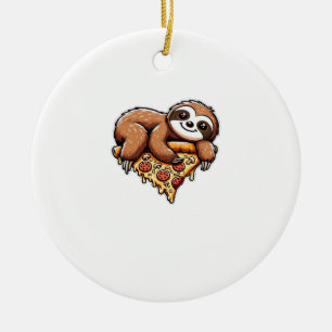 Lustige Faultier essen Pizza, Kawaii Tierliebhaber Keramik Ornament
