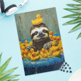 Lustige Faultier-Gummiente Pool-Puzzle